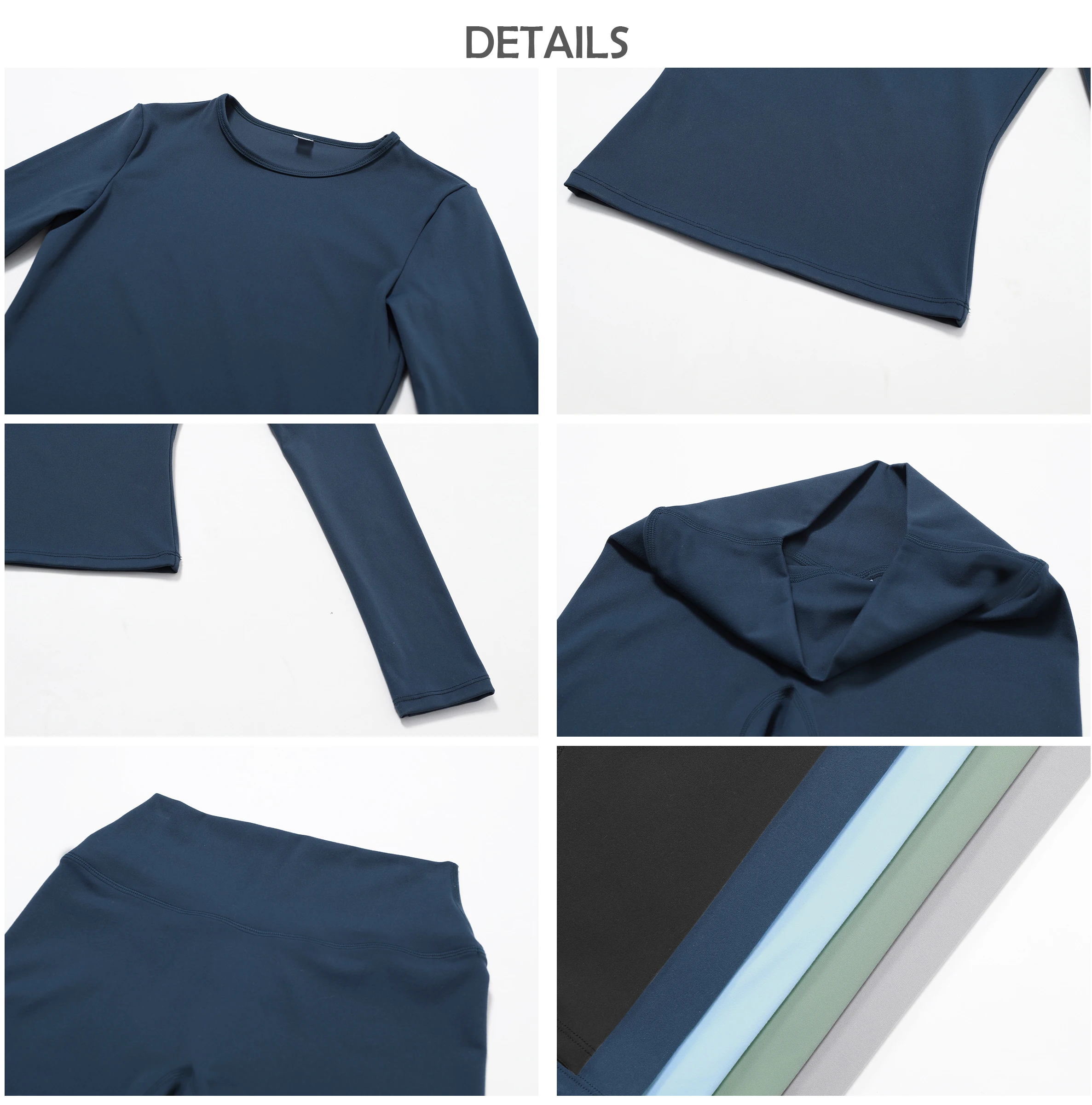 Workout Outfits For Women 2 Piece Seamless Long Sleeve Crop Tops And High Waist Yoga Leggings Exercise Sets Ladies Clothes