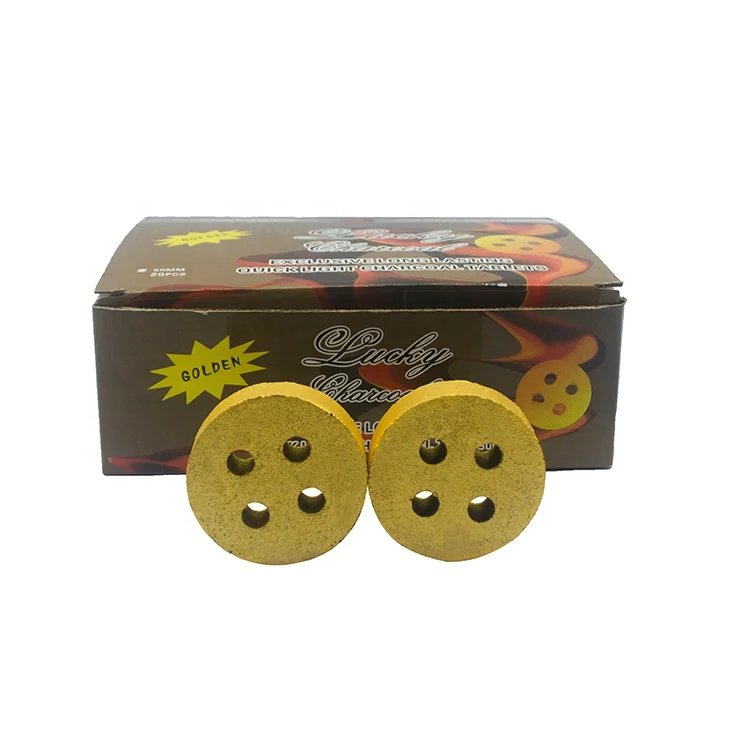 HongQiang  Factory Price 50MM QS Lucky Charcoal Dubai Market for 4 Hole Charcoal  Pure Wood for Incense Charcoal