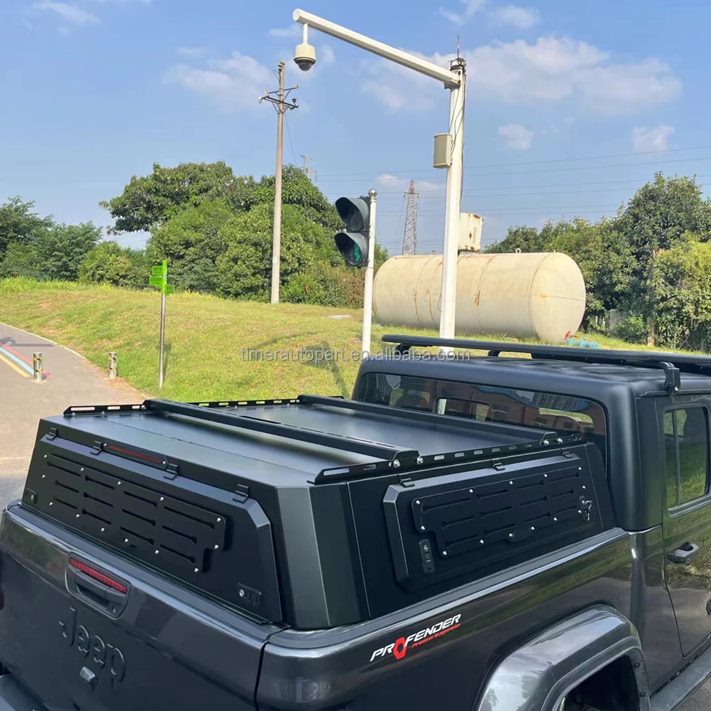 Waterproof Pickup Half Height Camper Shell Topper Hardtop 2020 Jeep Gladiator Trunk Tonneau Back Bed Cover Sliding Glass Windows