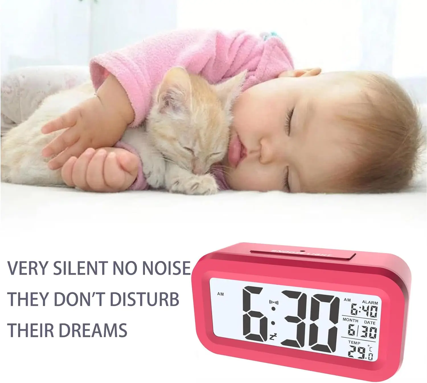 Intelligent Electronic Alarm Clock Mini Desktop Desk Clock for Students Children Square-shaped with Multifunctional Features