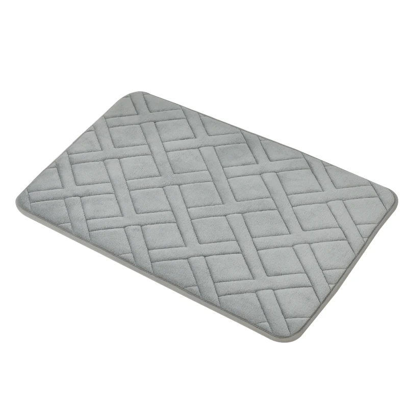 RTS microfiber Quilting memory foam mat solid color Coral velvet floor rug non-slip backing PVC and SBR bath mats