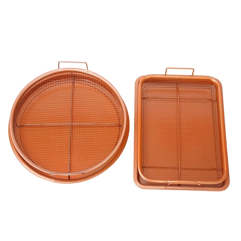 Round Oven Crisper Tray, Non-Stick Air Fry Crisper Basket with