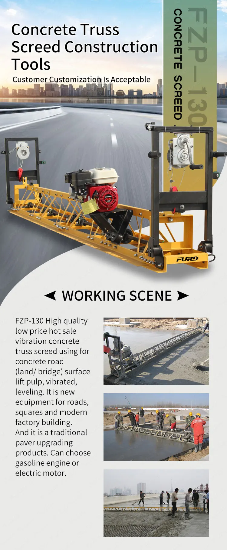 Truss Leveler Road Construction Machinery Vibratory Truss Machine Concrete Finishing ...