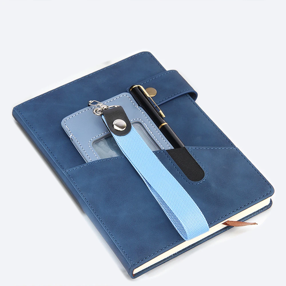 Premium 100 Sheet Notebook Planner Classic Commercial Design PU Leather Pocket Sewn Hot Press Bound Diary Custom Journal Gift