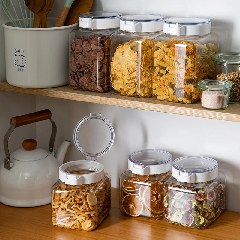 SHIMOYAMA 900ml Transparent Sealed Containers for Food Air Tight With Lids for Pantry Storage Container Jars