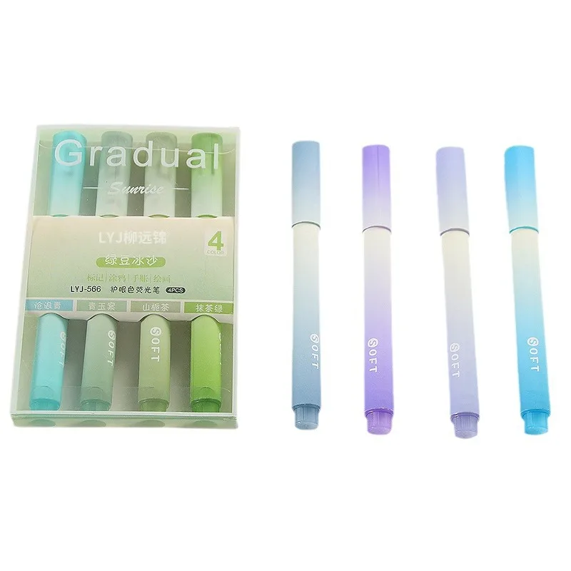Набор высокопроизводительного градиентного хайлайтера для школьного использования скошенная кисть защиты глаз высокоценный маркер учеников прочная бумага