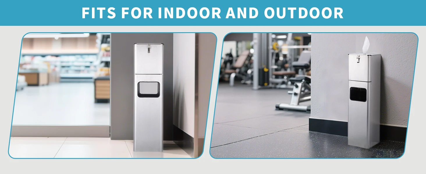 Custom Square Stainless Steel Standing Sanitizing Wipes Dispenser Station Wet Wipes Dispenser Stand for Gym