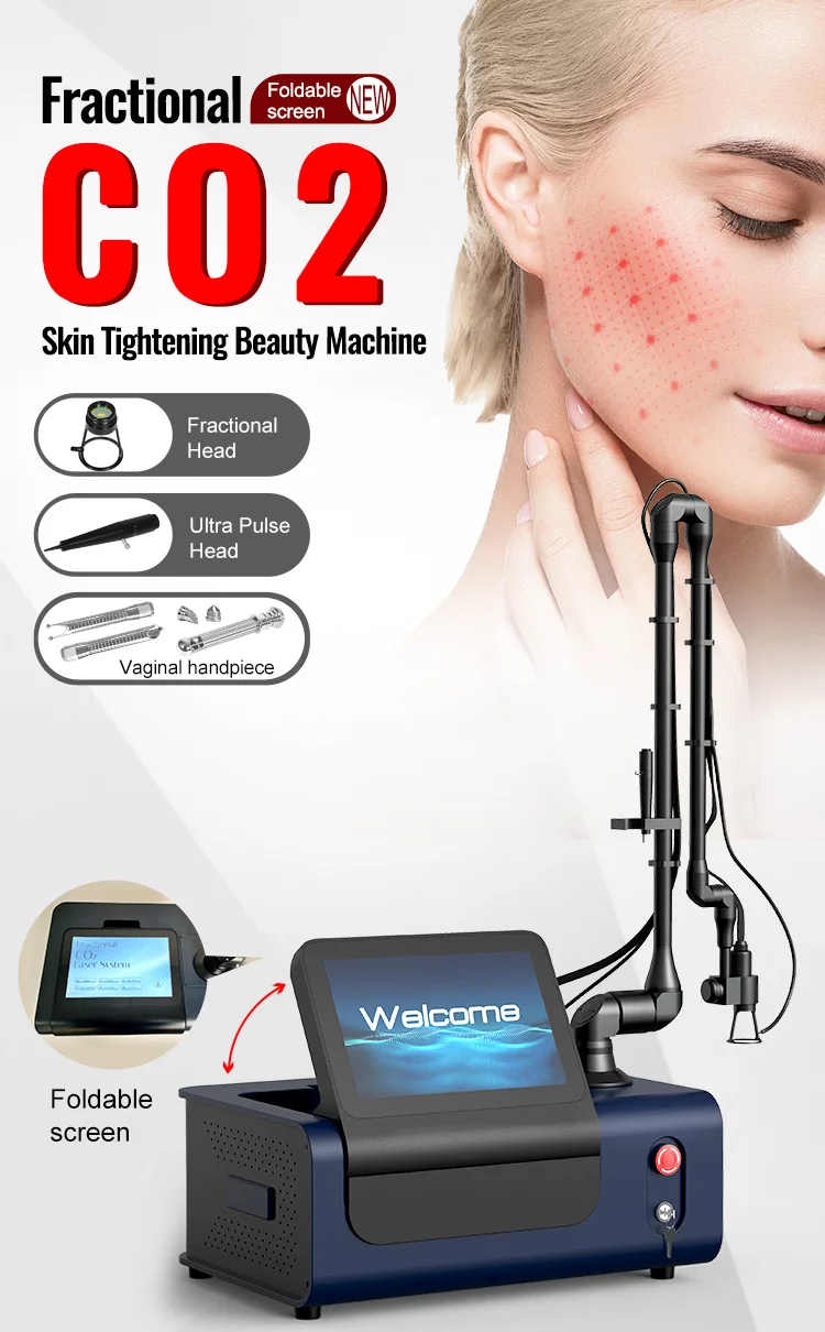 Portable 60W 10600nm Fractional CO2 Laser for Skin Rejuvenation Acne Stretch Mark Removal with RF Metal Tube Co2 Laser Cutting