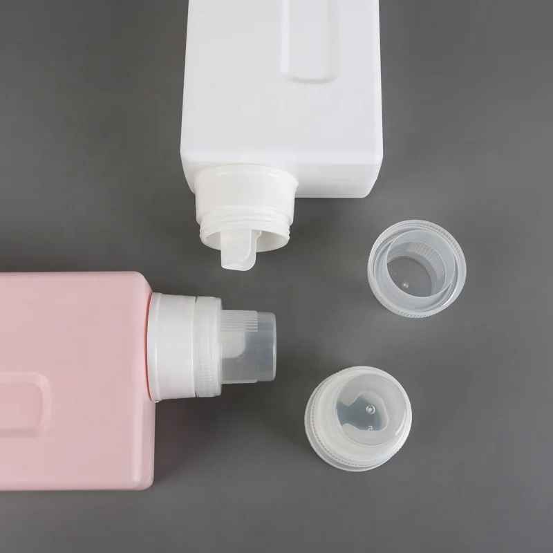 Wholesale  600 ml 1000 ml HDPE Plastic White pink Grey square Mold Liquid Dispenser Packing Laundry Detergent Bottle