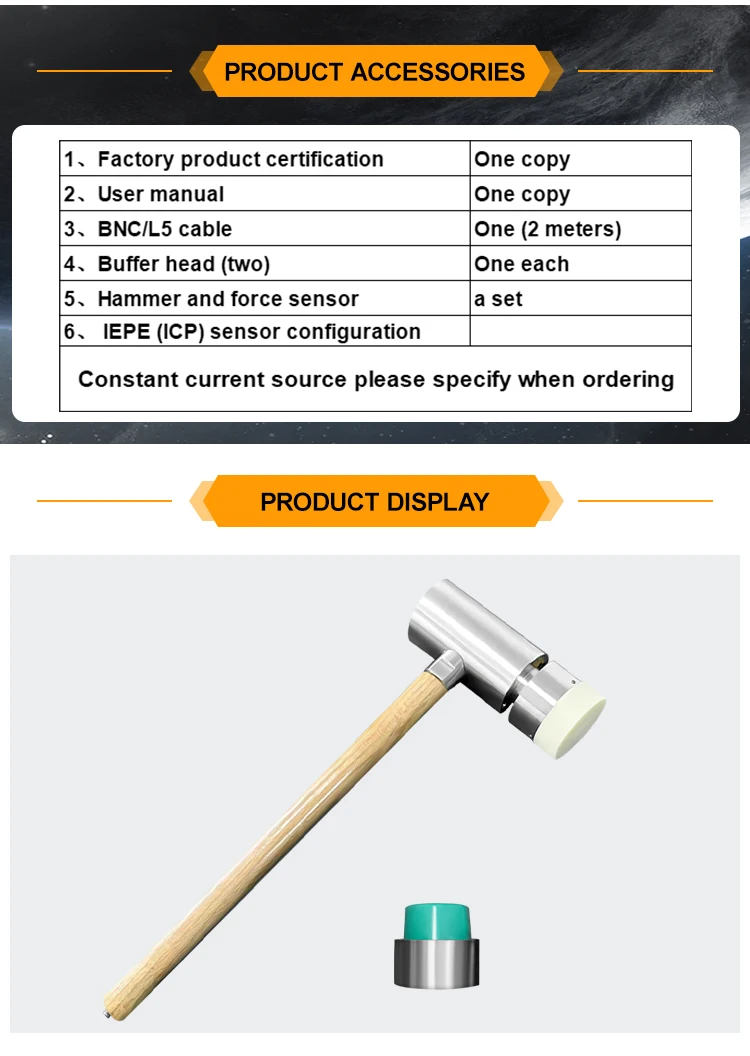 JSDLC300KE Factory Wholesale Maximum Momentum 0~300KN Modal Analysis Measurement Stainless Steel Impact Hammer supplier