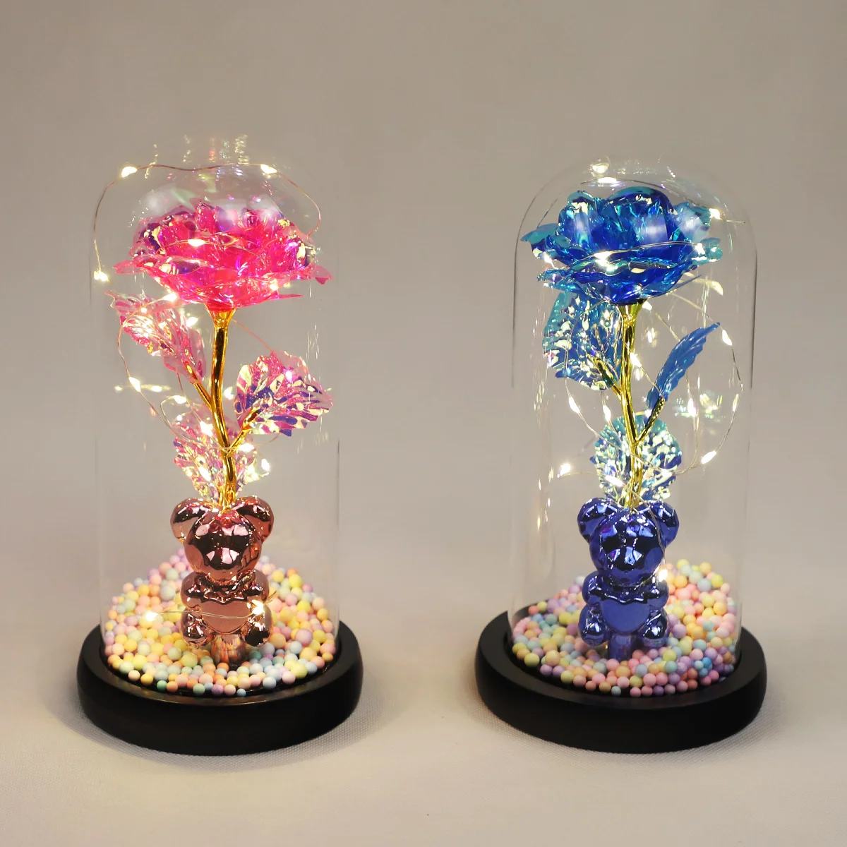 flower in dome glass unique glass gifts decorative led glass dome led light up galaxy rose artificial flowers