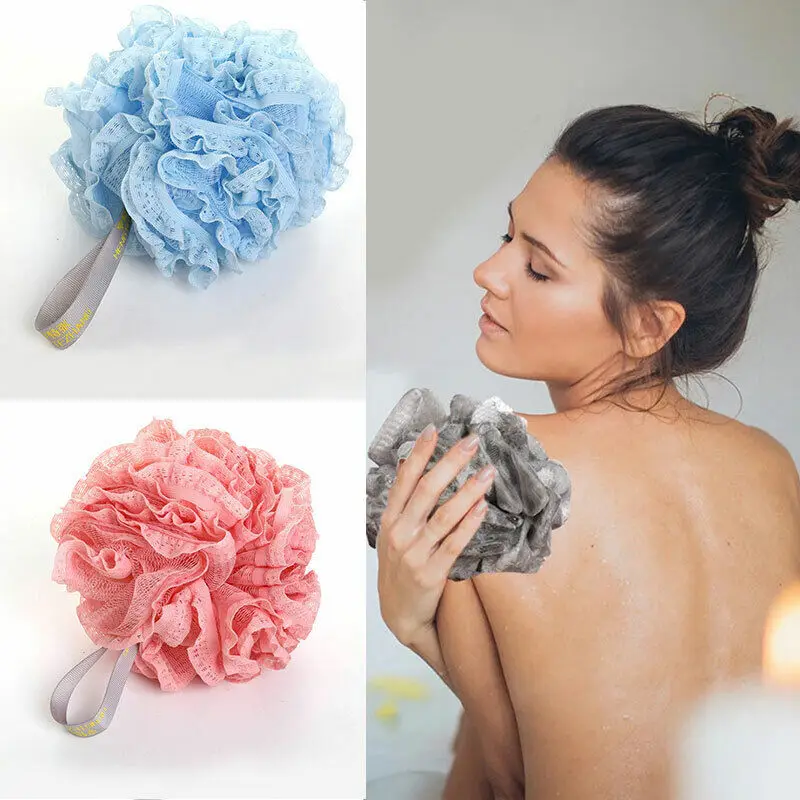 Exfoliating Large Body Scrubber Sponge for Body Flower Brush Puff Bathing Loofah Mesh Shower