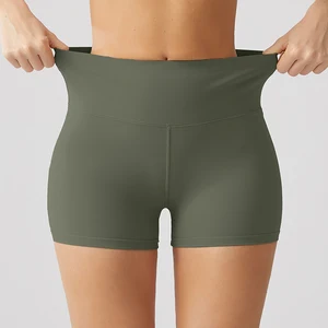 Custom Printed High-Waist Women's Gym Shorts High Quality Knitted Fitness Yoga Sport Shorts Seamed Technics Casual Style Logo