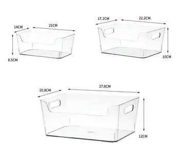 Clear Open Plastic PET Storage Bins Pantry Organizer Boxes for Kitchen Fridge Snack Cabinet Supplies Organizing Bin Containers