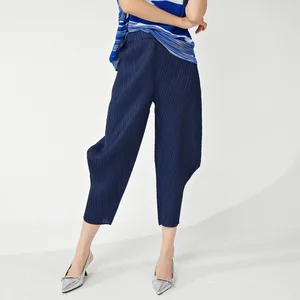 Miyake High Quality Pleated Harem Pants for Women Loose Fashionable Design With High Waist for Spring Summer New Casual Pants