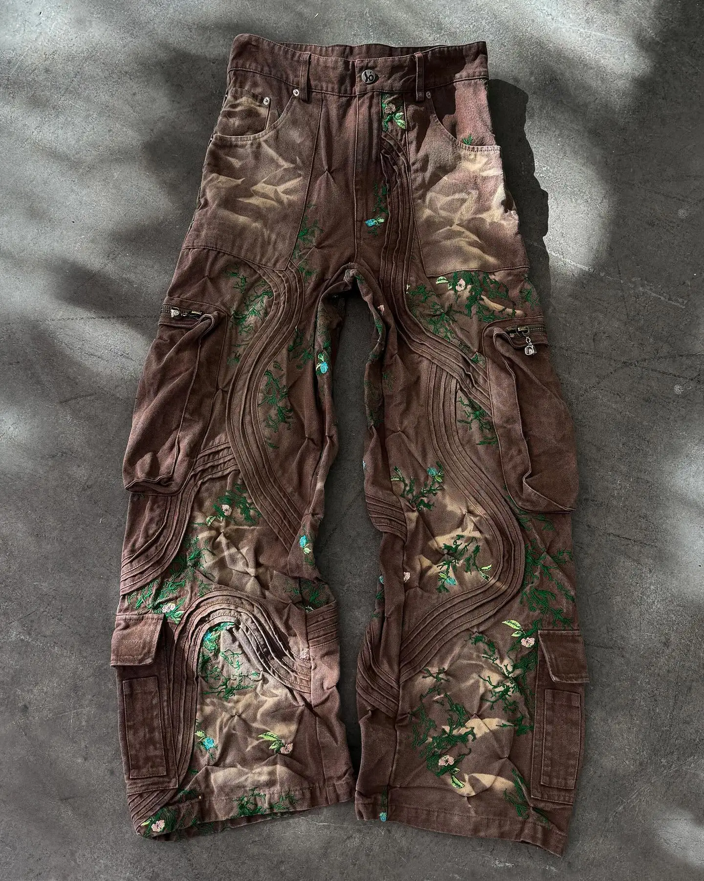 Salati Custom Y2K Streetwear Cotton Embroidery Wash Vintage Wide Leg Flared Oversized Denim Pants Baggy Jeans for Men gallery 3