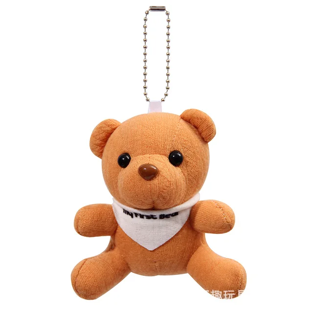 Cartoon Bear Plush Keychain Soft Small Sitting Bear Pendant Doll Fabric Animal Toy Figural Keychain Christmas Gift Wholesale