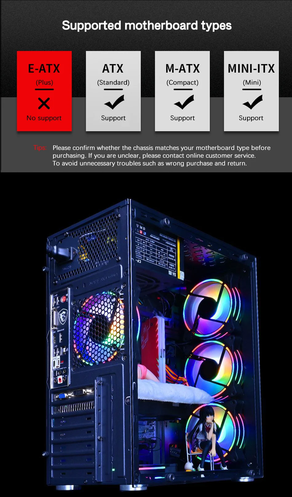 Игровой Пк Корпус Блок Питания Atx/m-atx/mini-itx Usb3.0 Средняя Башня ...