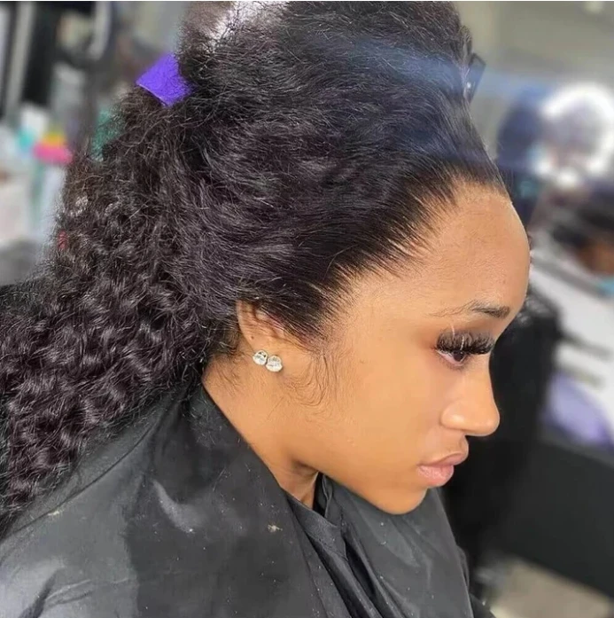 Hidden Strap Snug Fit 360 Pre Cut Lace Front Glueless Human Hair Wig with Drawstring Invisid Strap Raw Hair 360 Wig Without Glue