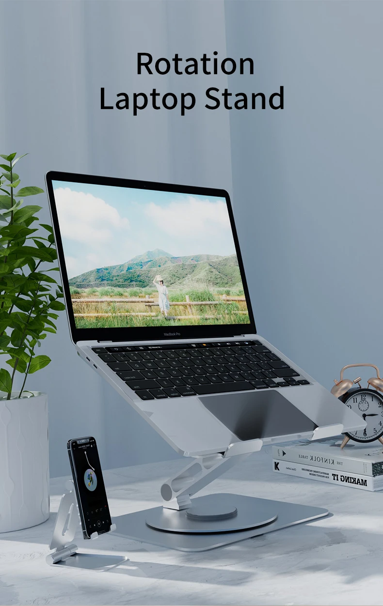 Aluminum Alloy Adjustable Height Desktop Stand 360 Degree Rotation