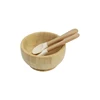 Bol en bambou avec cuillère et fourchette M-506#(Vanille)