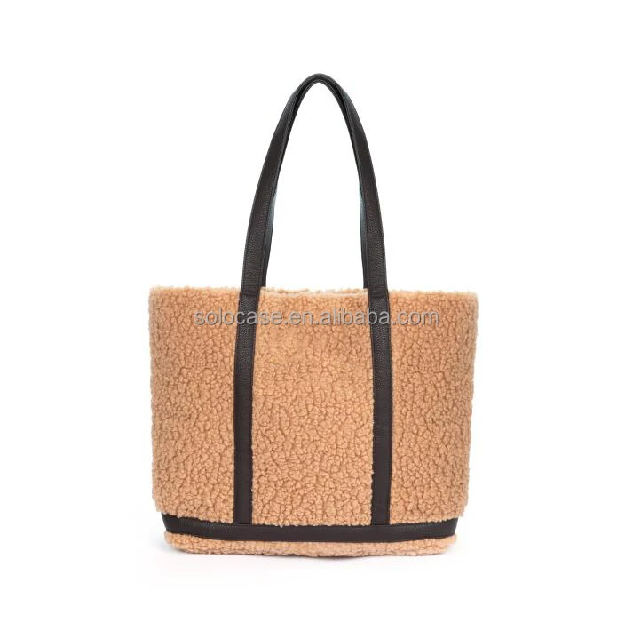 Women Brown Teddy Shopping Bag
