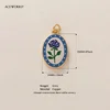Blue Forget-Me-Not Oval Charm
