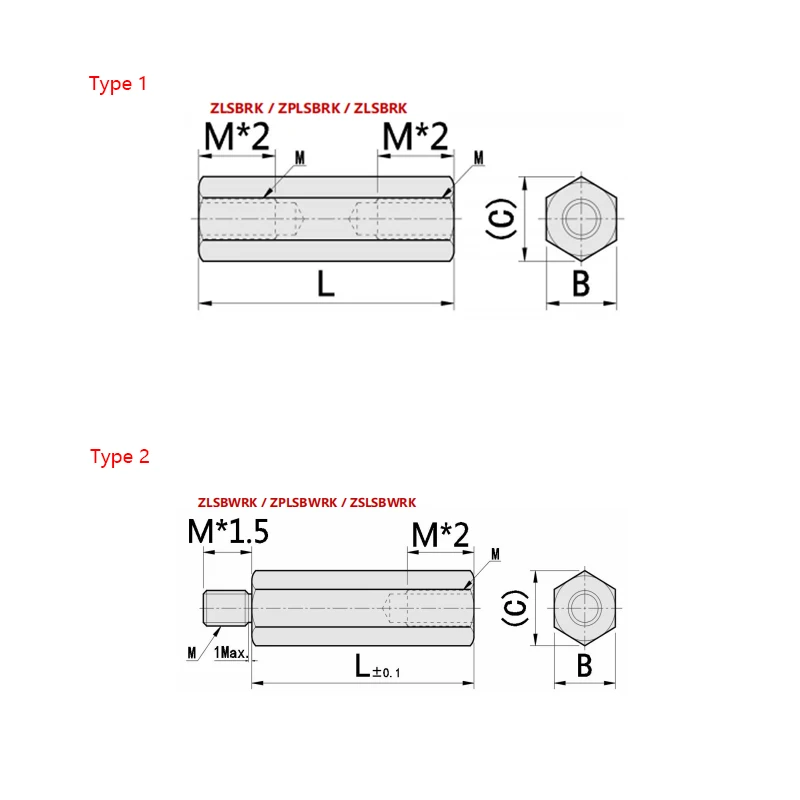 ZLSBRK Metric-to-Metric Male-Female Hex Thread Adapters Hex posts tube adapter for pipe connection details