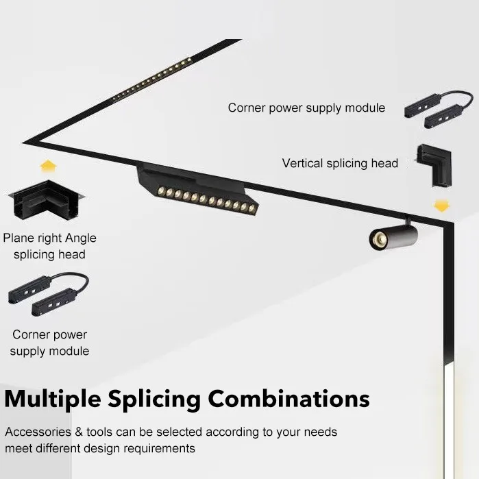 Factory Customized 20w 30w 40w COB Magnetic Led Track Light Aluminum Alloy Magnetic Track Light Rail System for Hotel Showroom