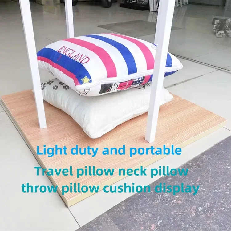 Custom Store Modern Retail Display Stand Metal Wood Vertical Rack Holder for Throw Pillows Travel Neck Cervical Fur Pillow