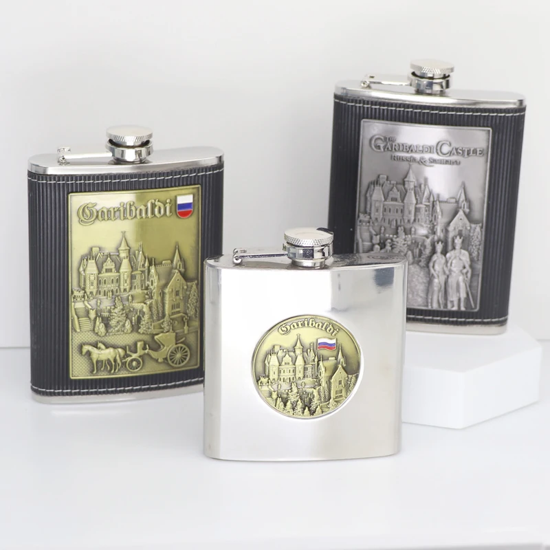 Custom Design Luxury Different Shape Whisky Metal Tourist Souvenir Hip Flask