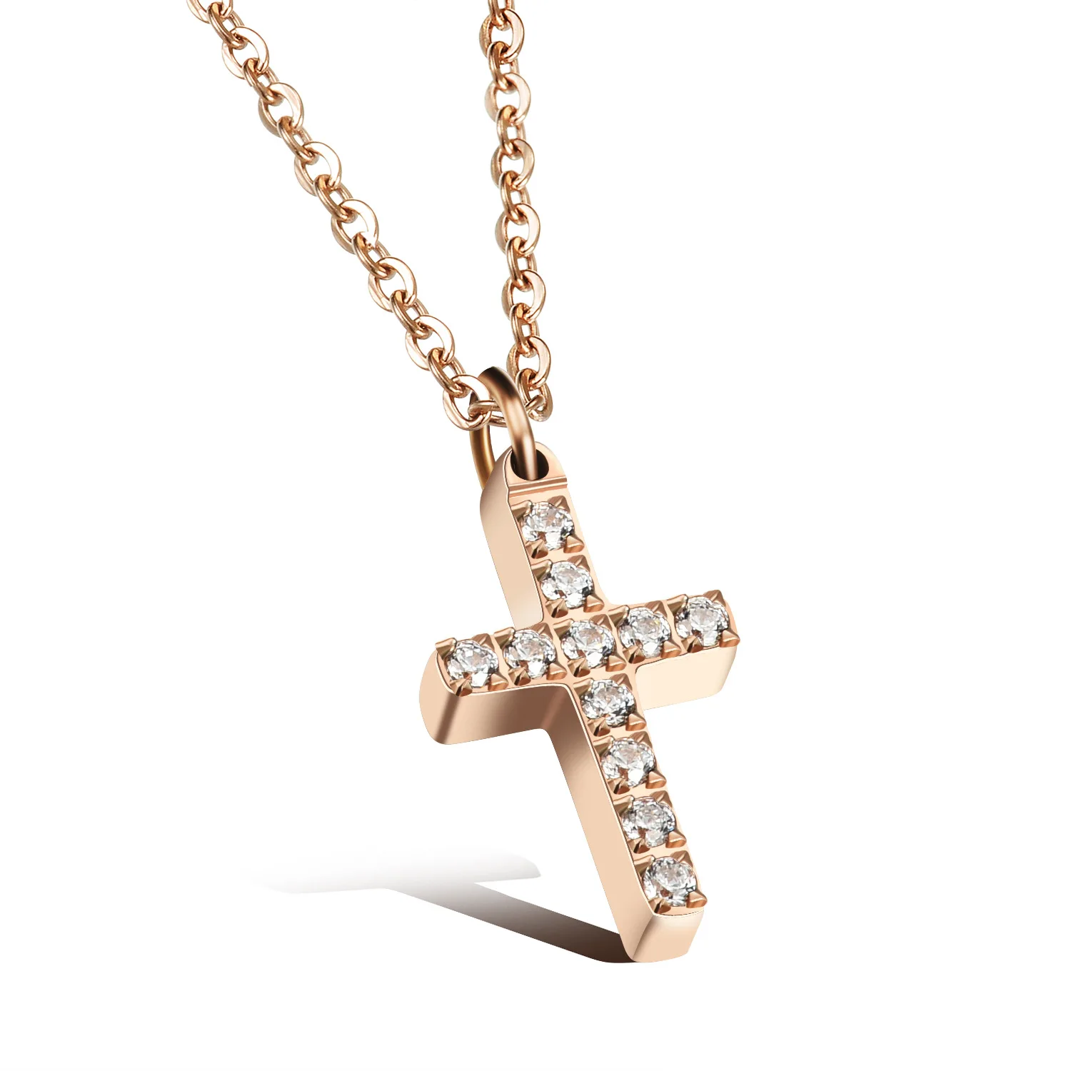 18k Rose Gold Stainless Steel Cz 