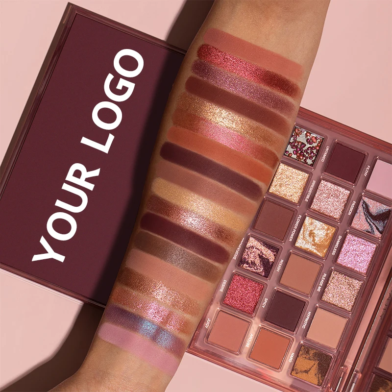 Wholesale High Pigment Metallic Powder Vegan Custom Private Label Glitter Eyeshadow Palette with 18 Colors