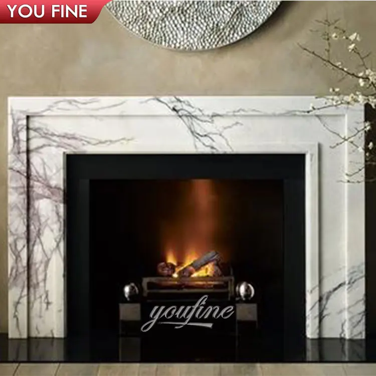 Полка для камина из белого мрамора французского Версаля с резьбой по цвету