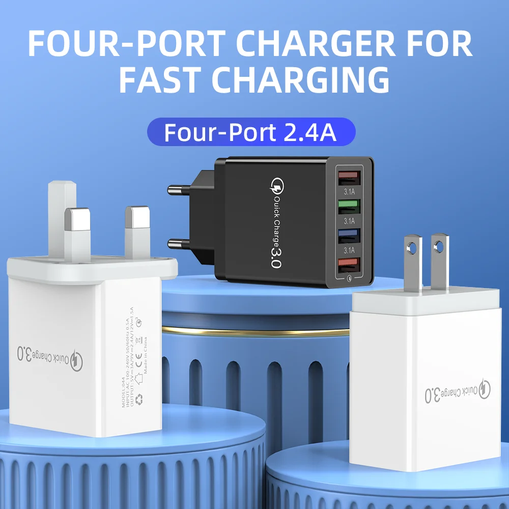 Quality Guaranteed Electric Multi-Port 4 USB Fast Travel Adapter US/UK/EU Plug OVP OTP Protection 5V/2A 10W Wall Charger H9aa6d8efa8e0465f85412d0a00e849cbS