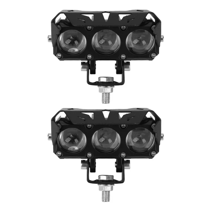 Motorcycle LED Spotlight Tri Lens Projector White Yellow Headlight Fog Light Auxiliary Lamp for Trucks SUVs UTVs Car 12V 24V