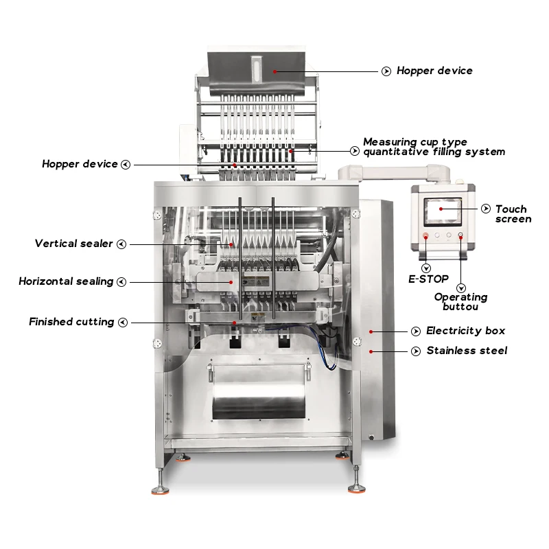 Automatic Multi lane Powder Stick Sachet Packing Machine 2 Line Sugar Coffee Stick Packing 3 in 1 Coffee Stick Packing Machine