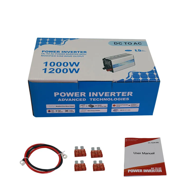 Твердый инвертор напряжения постоянного тока 12 В, 24 В, 48 В переменного тока 220 В, 230 В, 240 в, 1000 Вт, модифицированный синусоидальный сигнал, сетка отключения питания, 1000 Вт