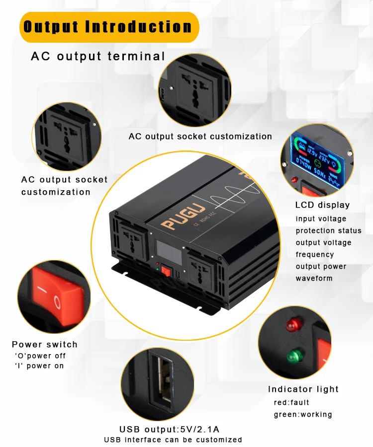 Inversor 12v 24v 48v To 110v 220v Dc To Ac Inverter 300w 1000w 2000w ...