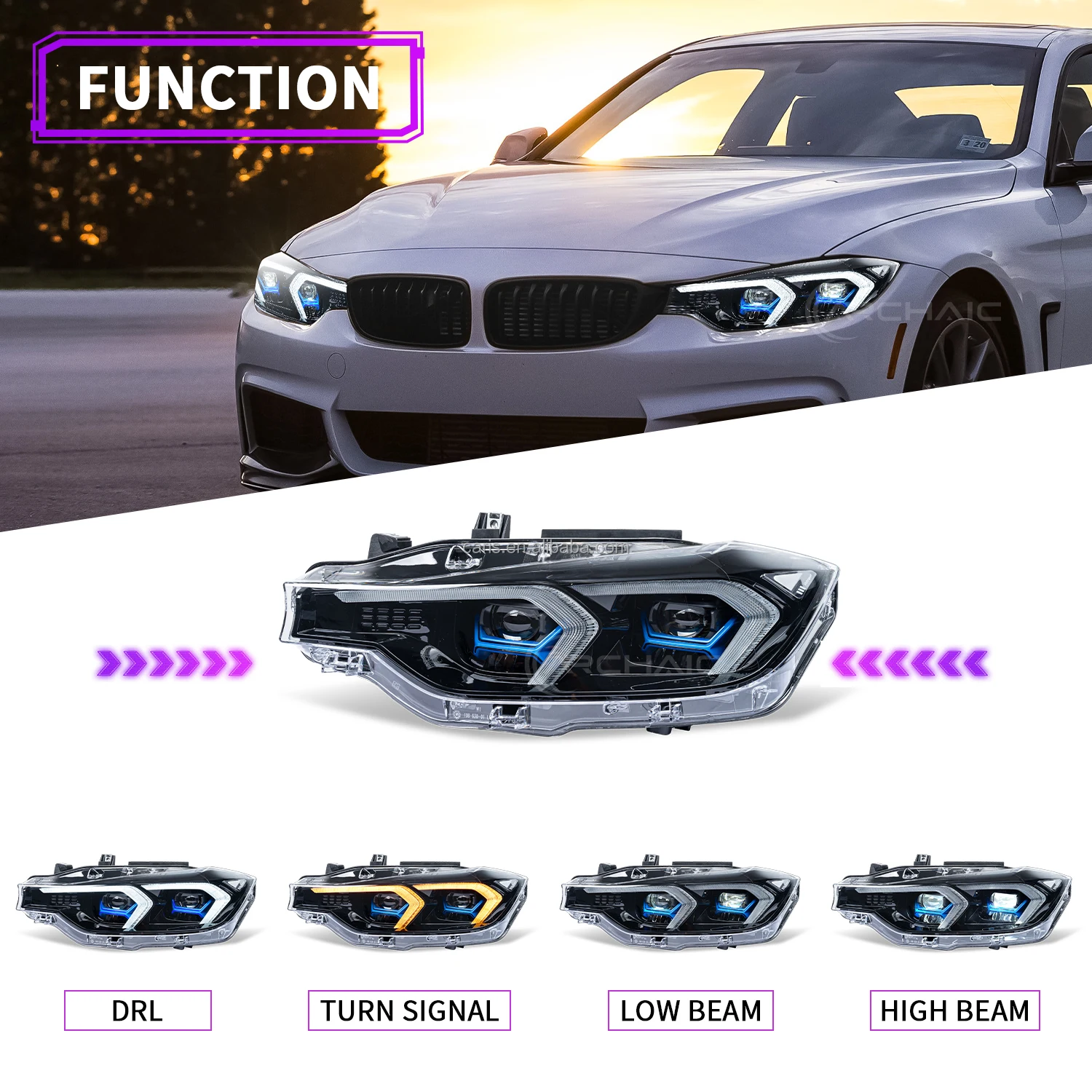 Archaic Full LED Headlights for BMW F30 F35 F80 2013-2018 | Plug