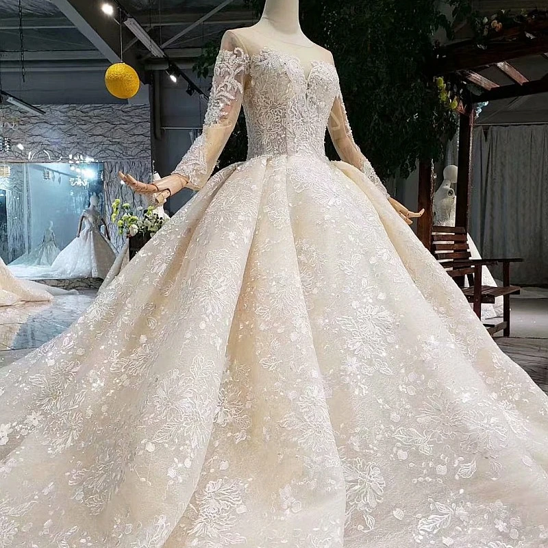 Long Sleeves Wedding Dresses Puffy Ball 
