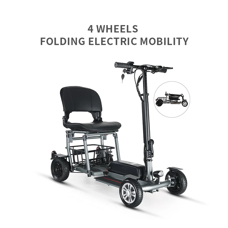 Electric Power Scooter with Premium Wide Seat 4 Wheel Foldable Mobility Scooters for Adults and Seniors