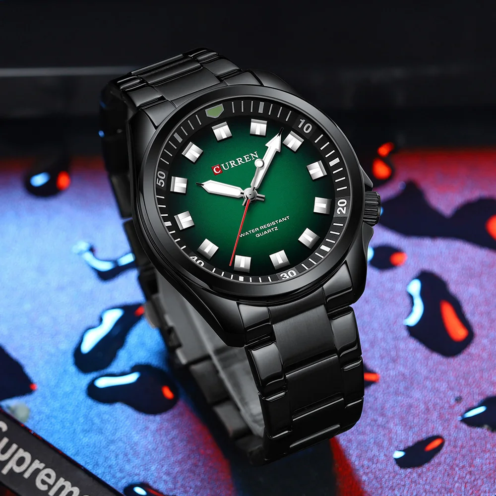 CURREN 8451 Original Watch for Mens Quartz Watches Stainless Steel Band Luminous Wristwatches Chronograph Luxury Wrist Watch