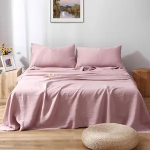 Luxury Organic French Linen Christmas Bedding Set European Quilt Duvet Cover with Pillowcase Woven Sheet