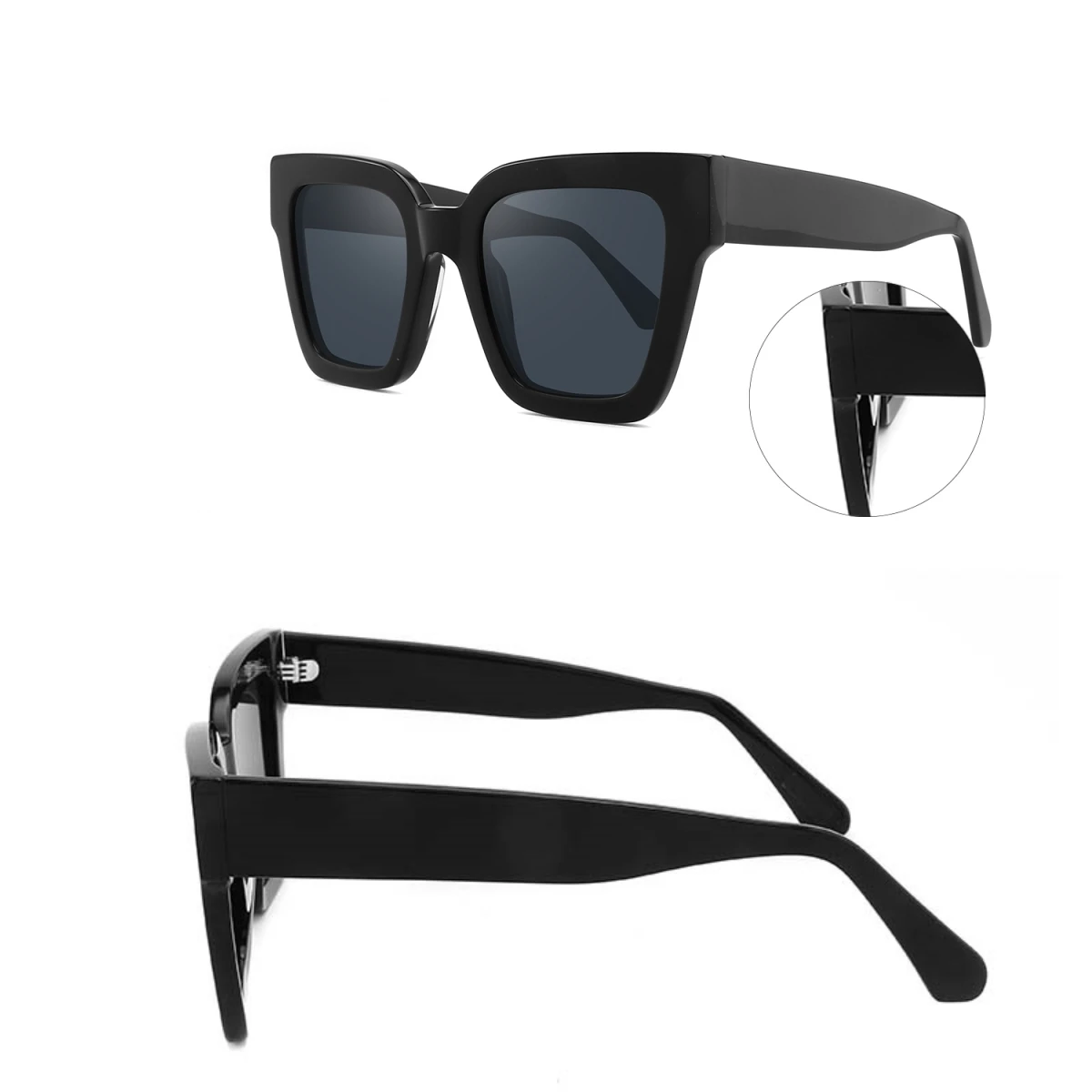 2024 European And American Fashion High Quality Sunglasses Large Frame Trendy Retro Acetate 8128