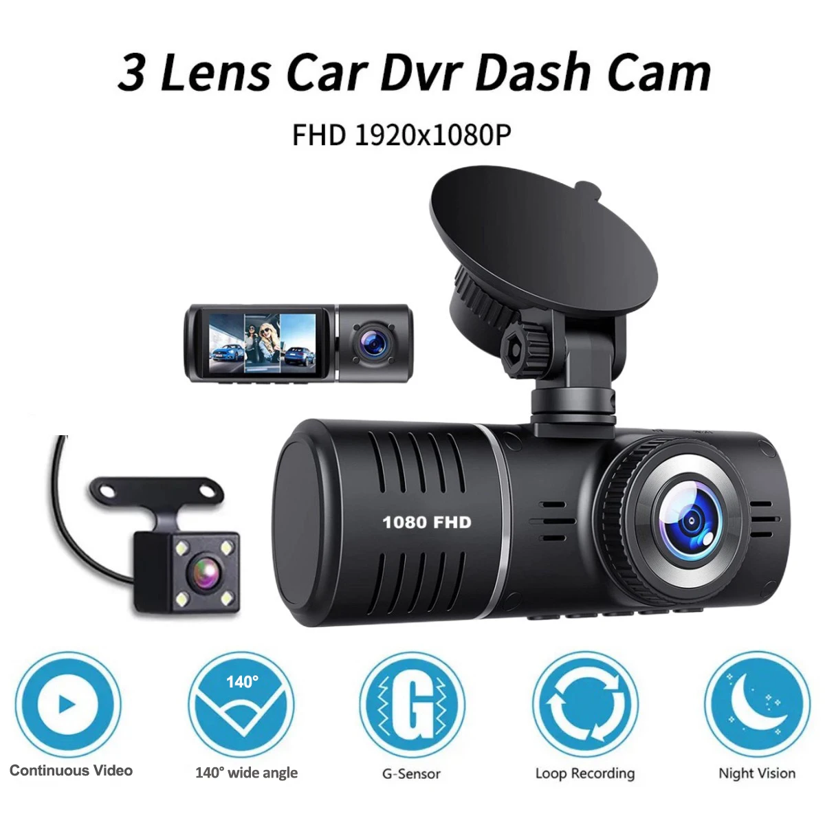 Dash Cam Dark Night Vision Car Black Box Inch Screen 140