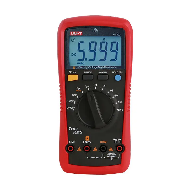 UNI-T Digital Multimeter UT892 2000V AC DC Voltmeter True RMS Capacitor Tester Frequency Meter NCV LIVE Test
