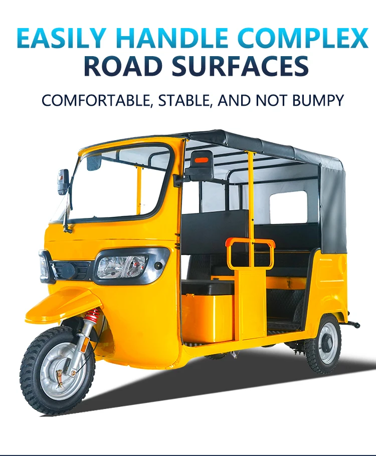 Auto Rickshaw Three Wheel Electric Customized Spare Tire Long Range Distance Durability Urban Transportation