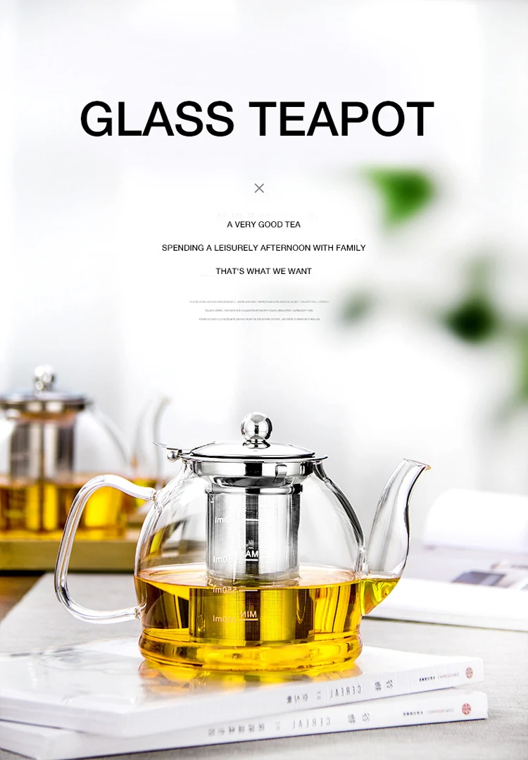 Factory Price Clear Teapot Big Glass Glass Tea Kettle Set Heat