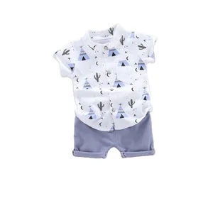 Summer Boys' Casual 2-Piece Short Sleeve Spandex/Cotton T-shirt and Shorts Set